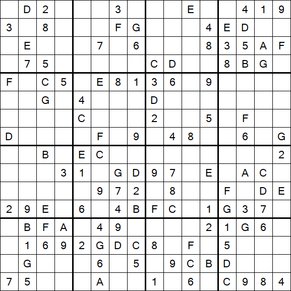 Sudoku 16x16 - Medium