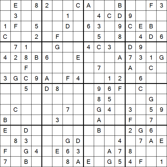 Sudoku 16x16 - Medium