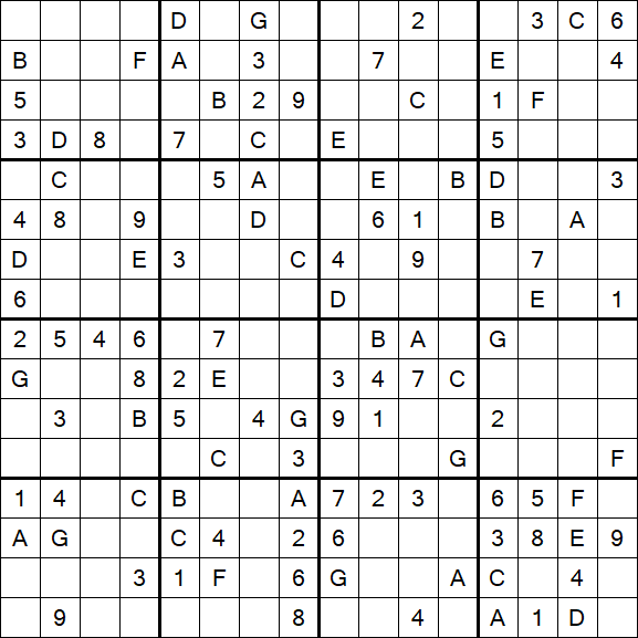 Sudoku 16x16 - Medium