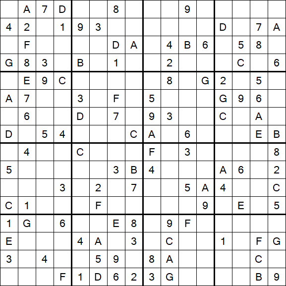 Sudoku 16x16 - Medium
