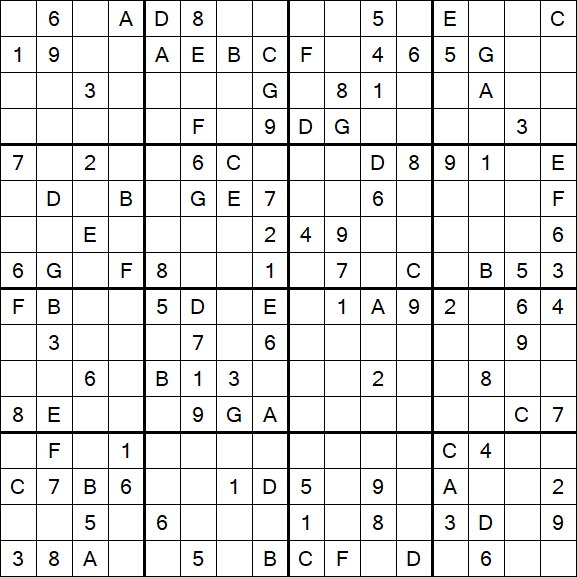 Sudoku 16x16 - Medium
