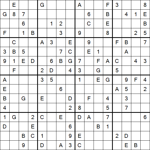 Sudoku 16x16 - Medium
