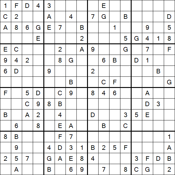 Sudoku 16x16 - Medium