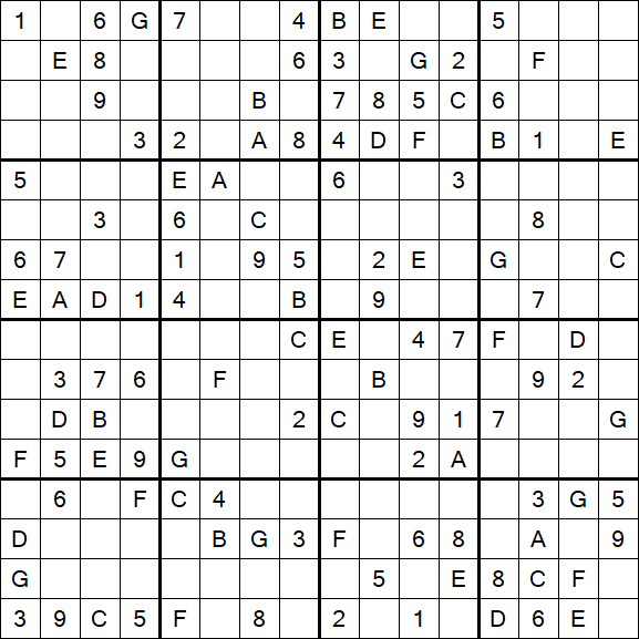 Sudoku 16x16 - Medium