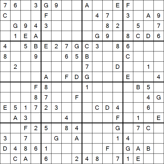 Sudoku 16x16 - Medium