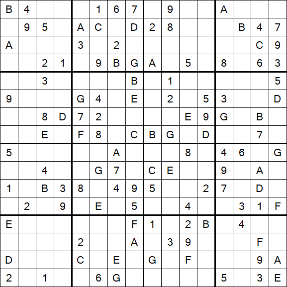 Sudoku 16x16 - Medium