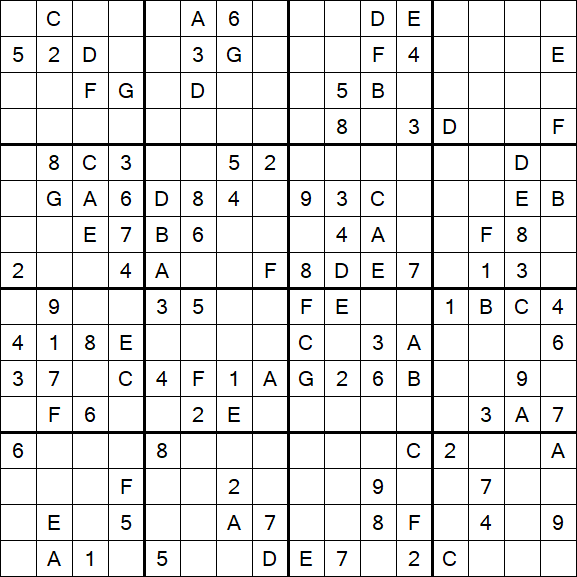 Sudoku 16x16 - Médio