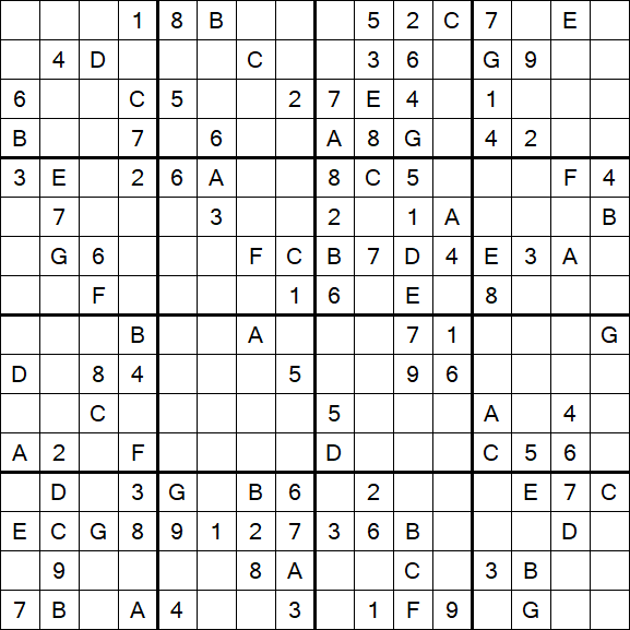 Sudoku 16x16 - Medium