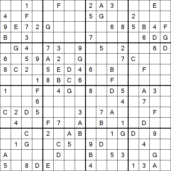 Sudoku 16x16 - Medium