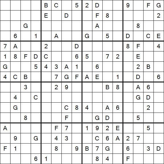 Sudoku 16x16 - Medium