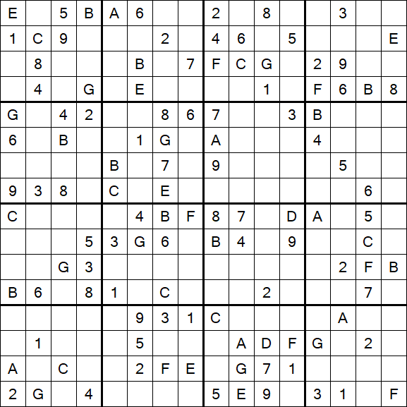 Sudoku 16x16 - Medium