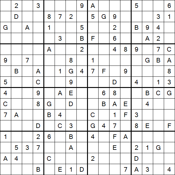 Sudoku 16x16 - Medium