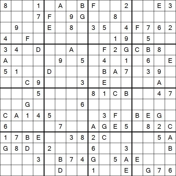 Sudoku 16x16 - Medium