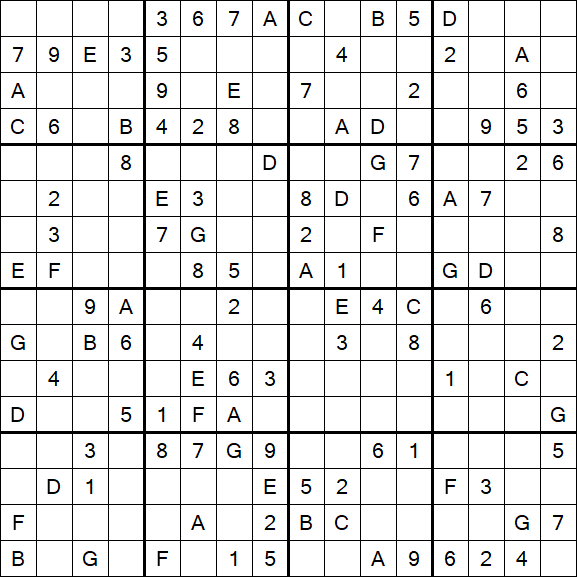 Sudoku 16x16 - Medium