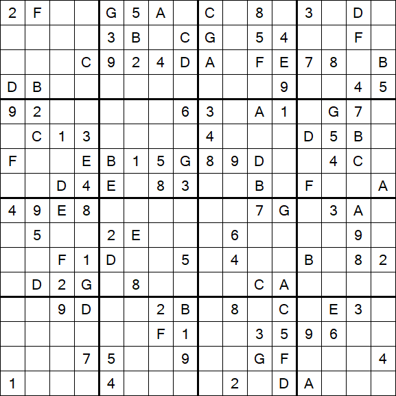 Sudoku 16x16 - Medium