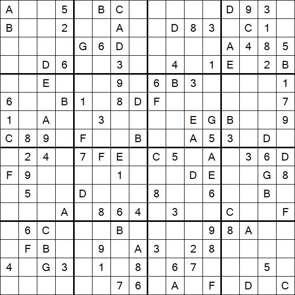 Sudoku 16x16 - Medium
