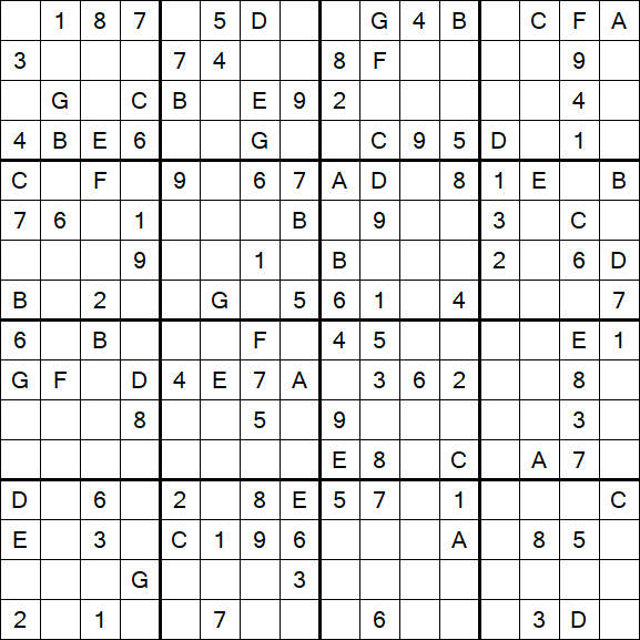 Sudoku 16x16 - Medium