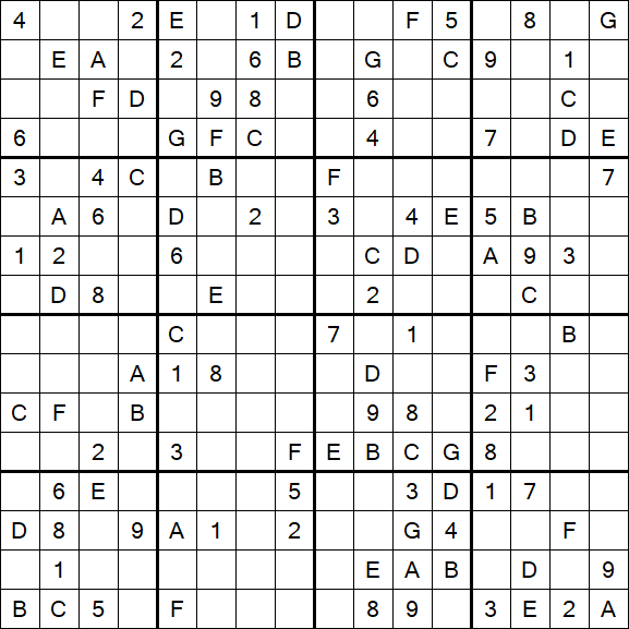 Sudoku 16x16 - Medium