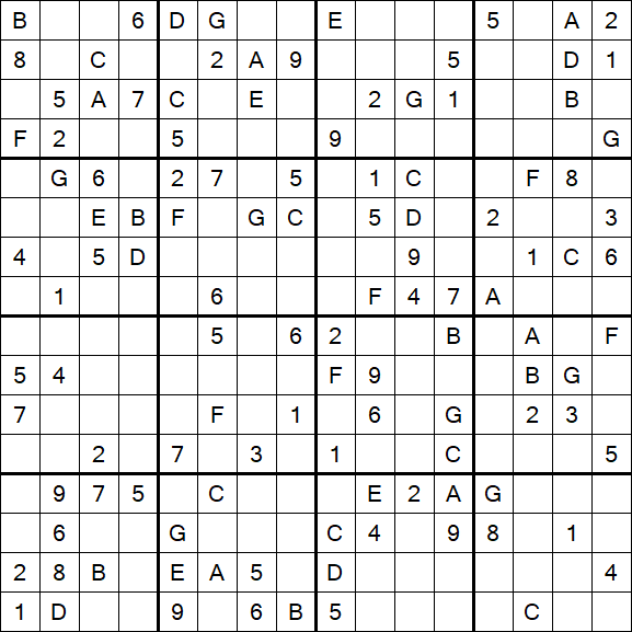 Sudoku 16x16 - Medium