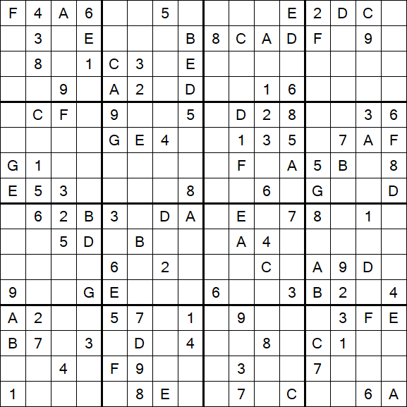 Sudoku 16x16 - Medium