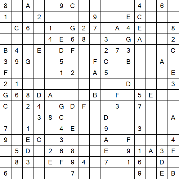 Sudoku 16x16 - Medium
