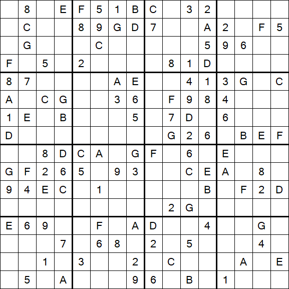 Sudoku 16x16 - Medium