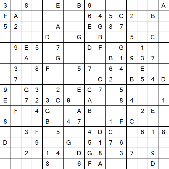 Sudoku 16x16 - Medium