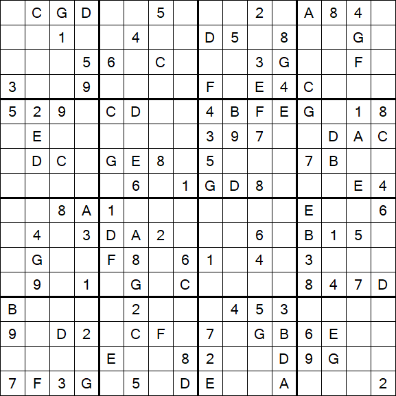 Sudoku 16x16 - Medium