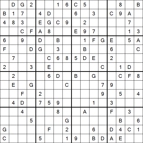 Sudoku 16x16 - Medium