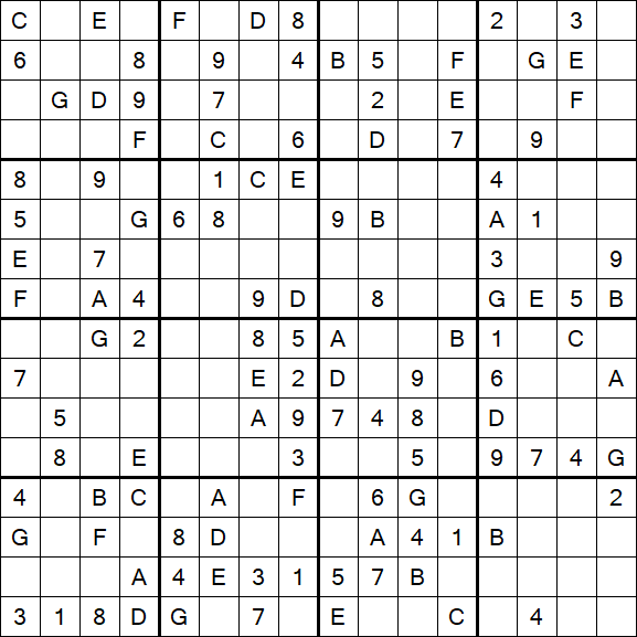 Sudoku 16x16 - Medium