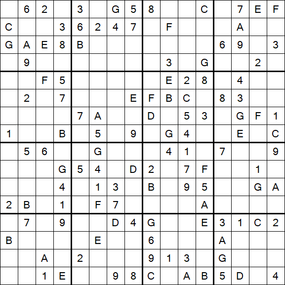 Sudoku 16x16 - Medium
