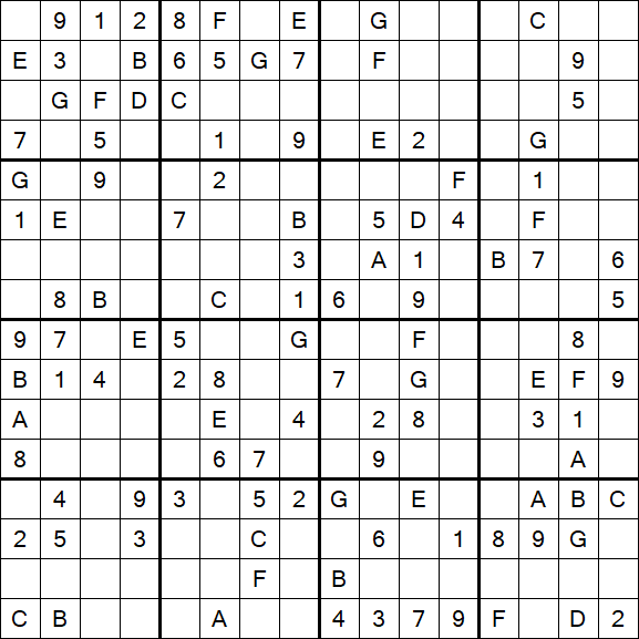 Sudoku 16x16 - Medium