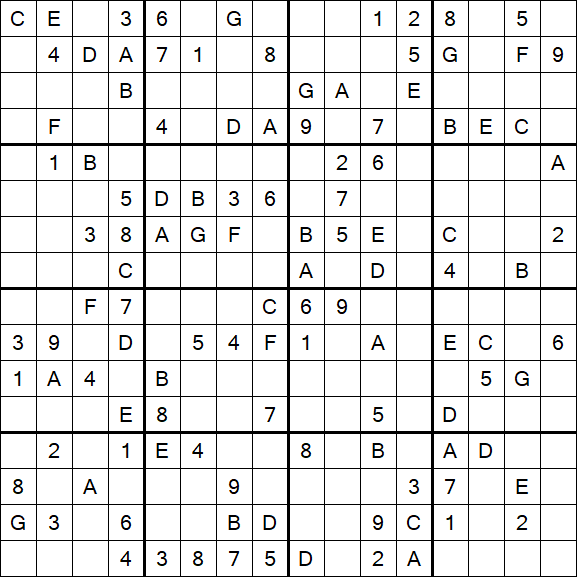 Sudoku 16x16 - Medium