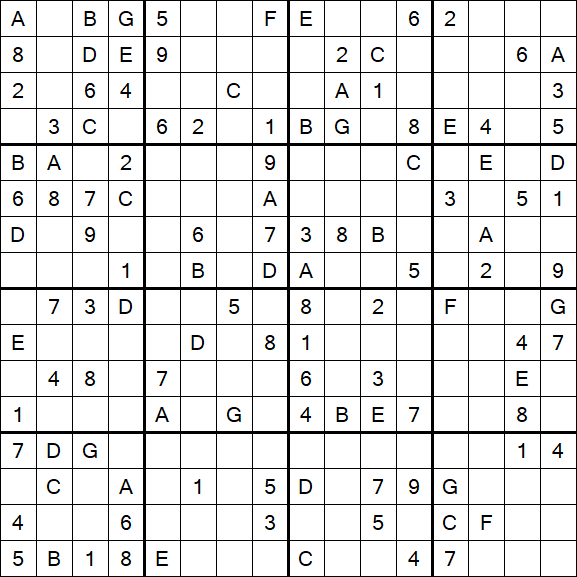 Sudoku 16x16 - Medio