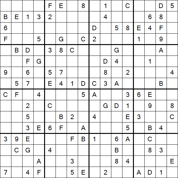 Sudoku 16x16 - Medium