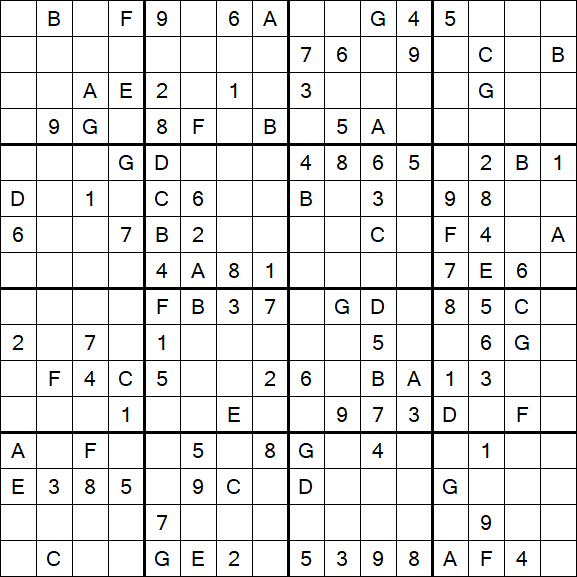 Sudoku 16x16 - Medium