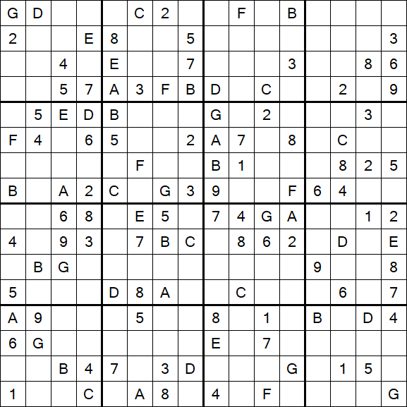 Sudoku 16x16 - Medium