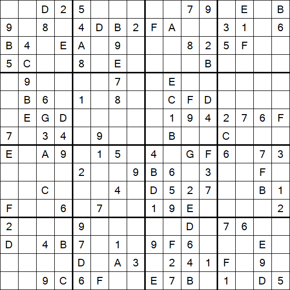 Sudoku 16x16 - Medium