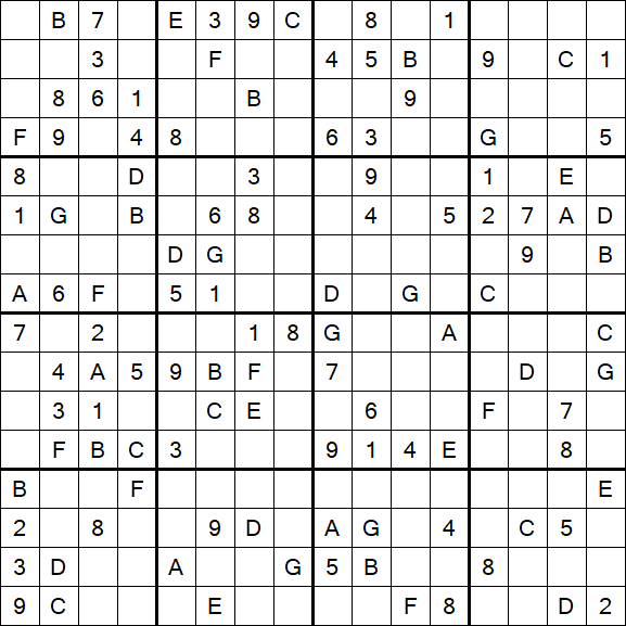 Sudoku 16x16 - Medium