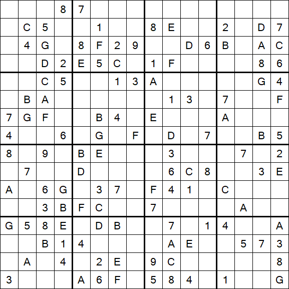 Sudoku 16x16 - Medium