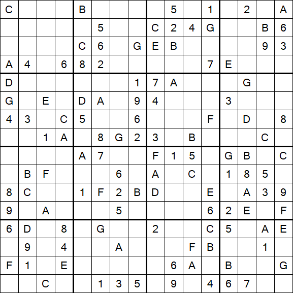 Sudoku 16x16 - Medium