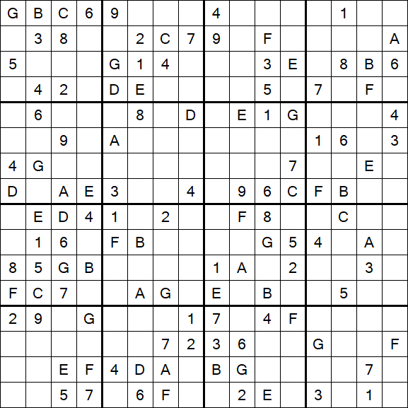 Sudoku 16x16 - Medium