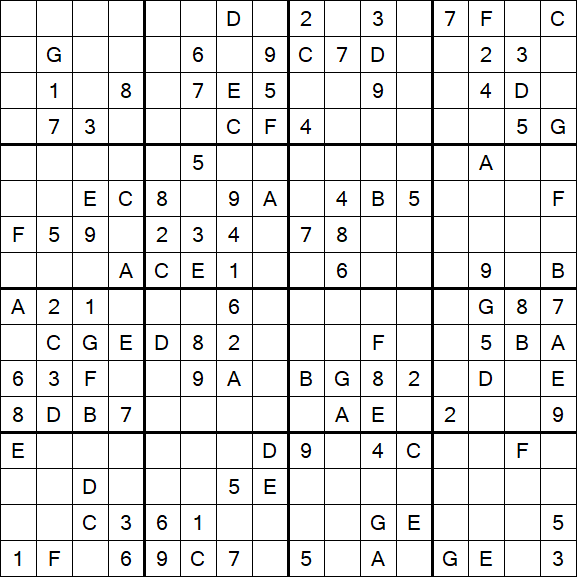 Sudoku 16x16 - Medium