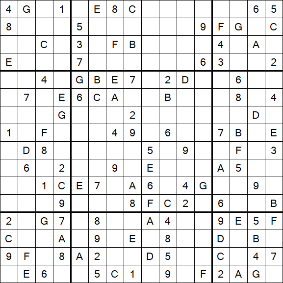 Sudoku 16x16 - Medio