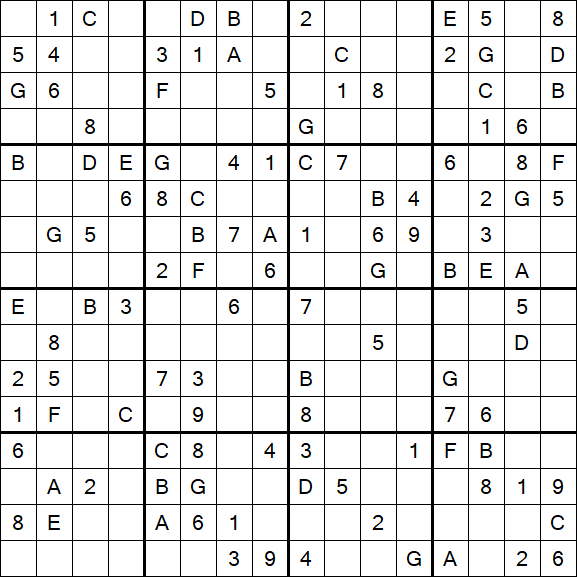 Sudoku 16x16 - Medium