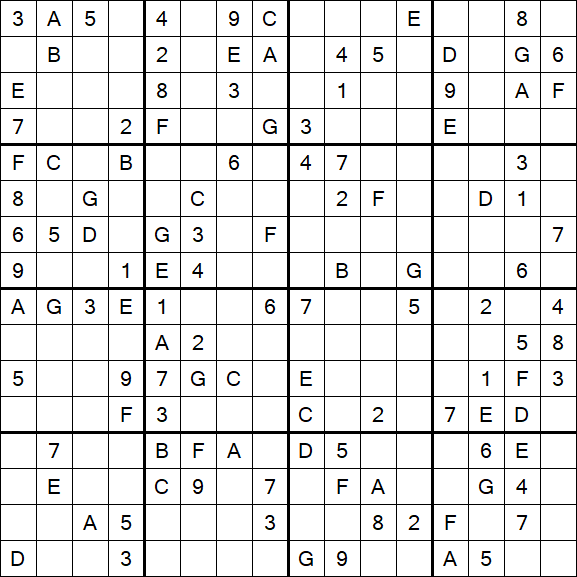 Sudoku 16x16 - Medium