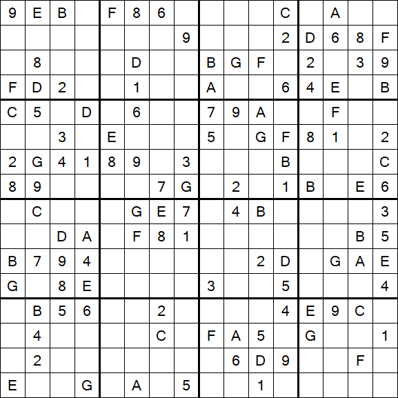 Sudoku 16x16 - Medium