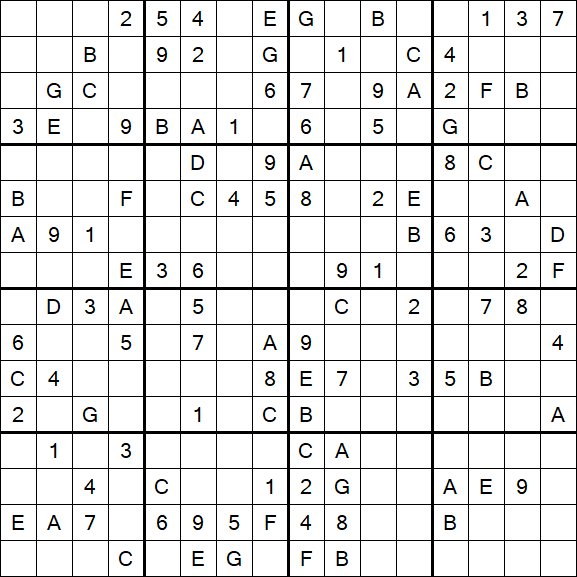 Sudoku 16x16 - Medium