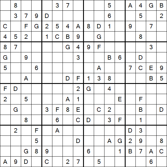 Sudoku 16x16 - Medium