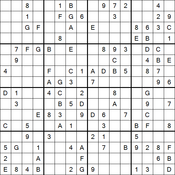 Sudoku 16x16 - Medium